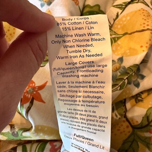 Pottery Barn Jocelyn Bird Lemon Duvet Cover Twin 1 Euro Sham Botanical 3pc Rare - Picture 6 of 7